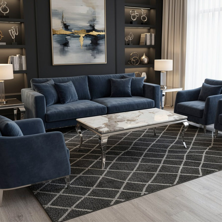 Lorens 130cm Chrome Coffee Table with Cream Marble Top