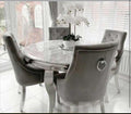 Louis 130cm round grey marble dining set