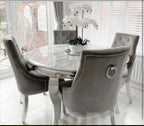 Louis 130cm round grey marble dining set