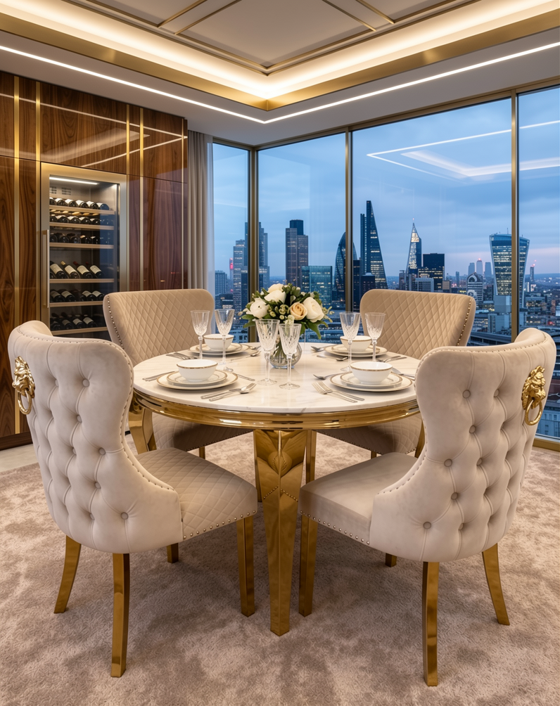 Louis cream and gold dining set