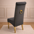 Lucy gold and grey velvet dining chairs