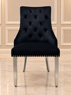 Louis 130cm Black Round Table With 4 Black Roma Lion Knocker Chairs