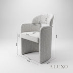 ALUXO® Madrid 2.0m Walnut Dining Set – Open Ebony Base Table with 4/6 Madrid Cream Bouclé Chairs