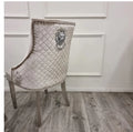 Pair of 2 Majestic Chairs Beige Lion knocker