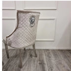 Pair of 2 Majestic Chairs Beige Lion knocker