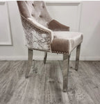 Pair of 2 Majestic Chairs Beige Lion knocker