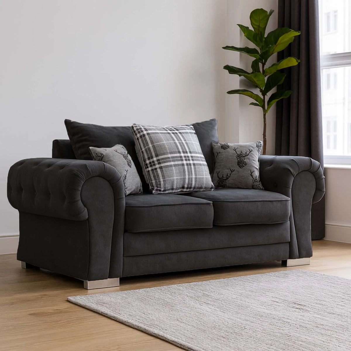 Milan 3 + 2 Seater Fabric Sofa Set Scatter back