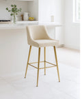 Milan Ivory Cream Velvet Bar Stool with Gold Legs | Luxury Kitchen Breakfast Bar Chair