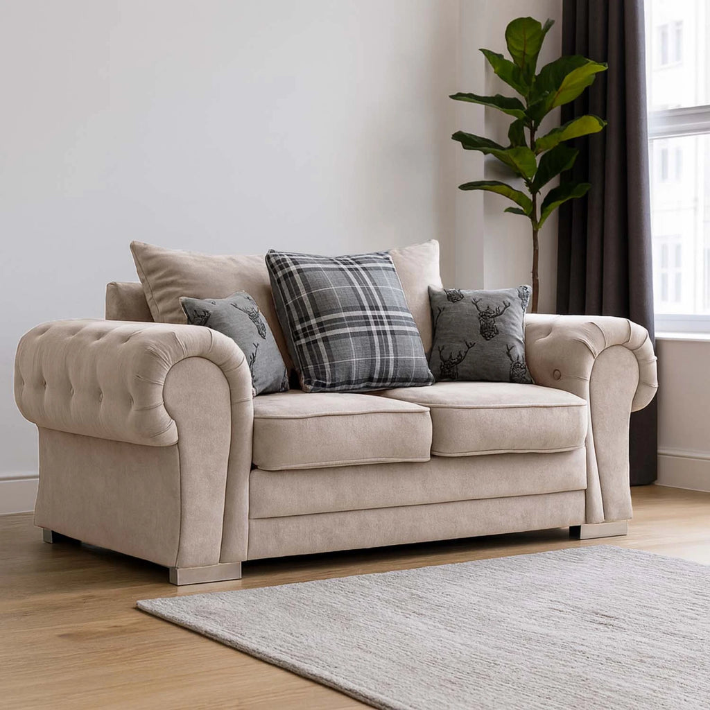 Milan 3 + 2 Seater Fabric Sofa Set Scatter back