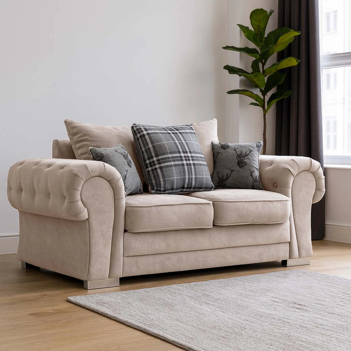 Milan 3 + 2 Seater Fabric Sofa Set Scatter back