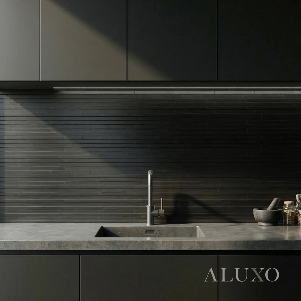 Mosaic Wall Tiles - Brick Black 30cm x 30cm (Set of 10) | Self Adhesive