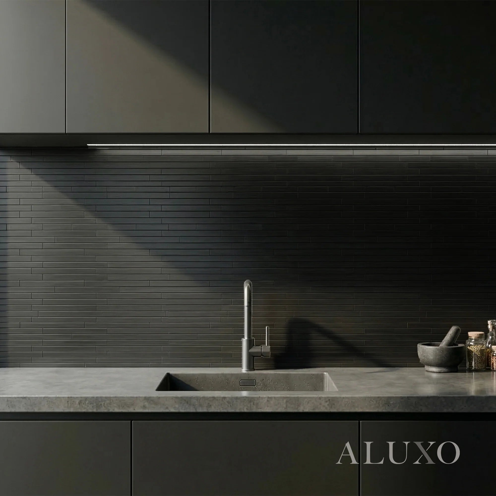 Mosaic Wall Tiles - Brick Black 30cm x 30cm (Set of 10) | Self Adhesive