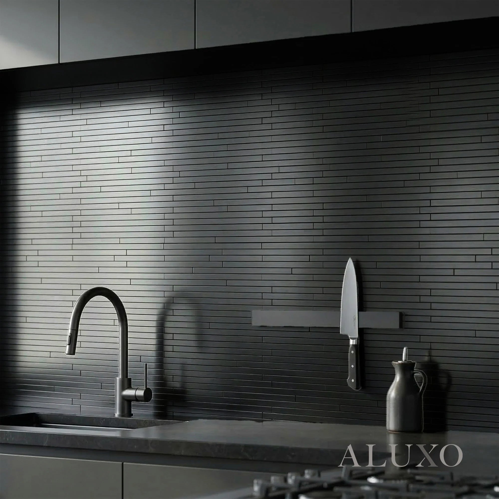 Mosaic Wall Tiles - Brick Black 30cm x 30cm (Set of 10) | Self Adhesive