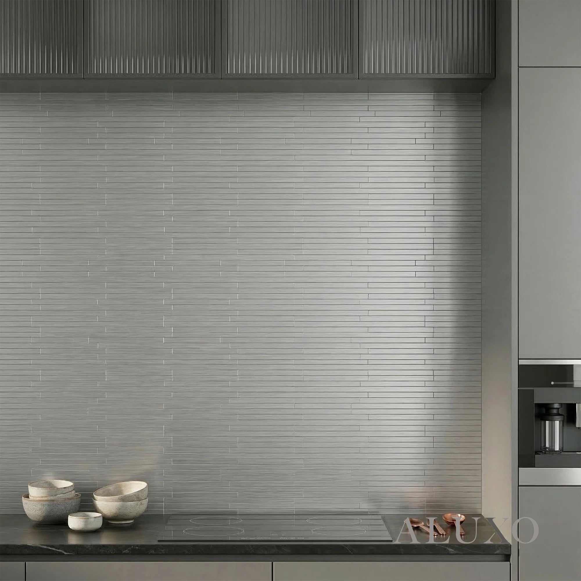 Mosaic Wall Tiles - Brick Chrome 30cm x 30cm (Set of 10) | Self Adhesive