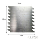 Mosaic Wall Tiles - Brick Chrome 30cm x 30cm (Set of 10) | Self Adhesive