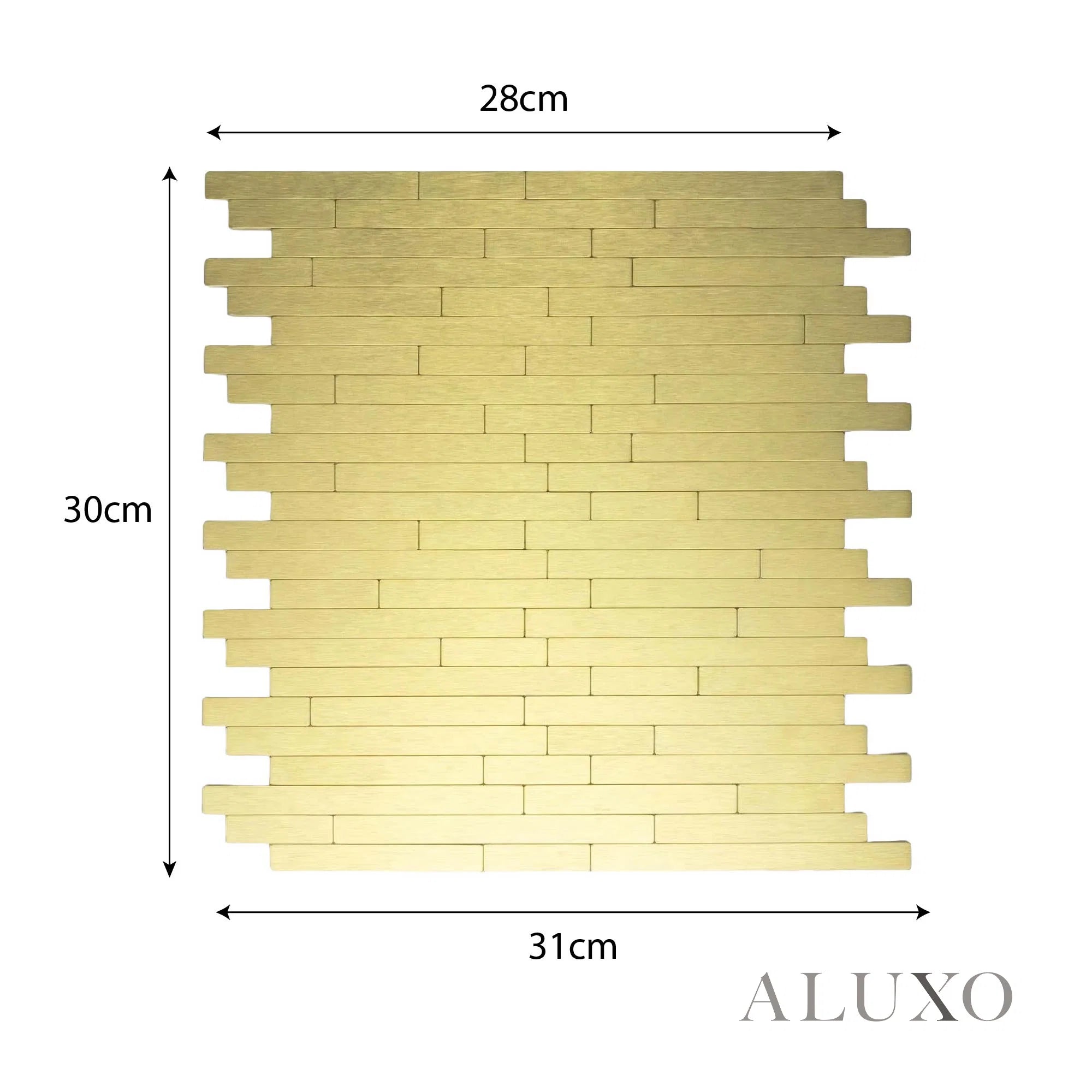 Mosaic Wall Tiles - Brick Gold 30cm x 30cm (Set of 10) | Self Adhesive