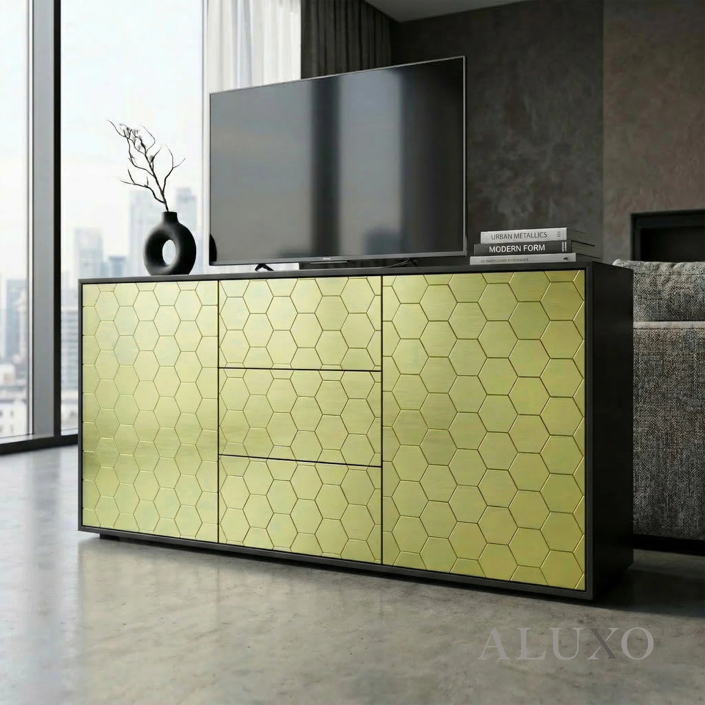 Mosaic Wall Tiles - Hexagon Gold 30cm x 30cm (Set of 10) | Self Adhesive