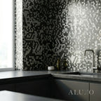 Mosaic Wall Tiles - Mini Hexagon Chrome Mix 30cm x 30cm (Set of 10) | Self Adhesive