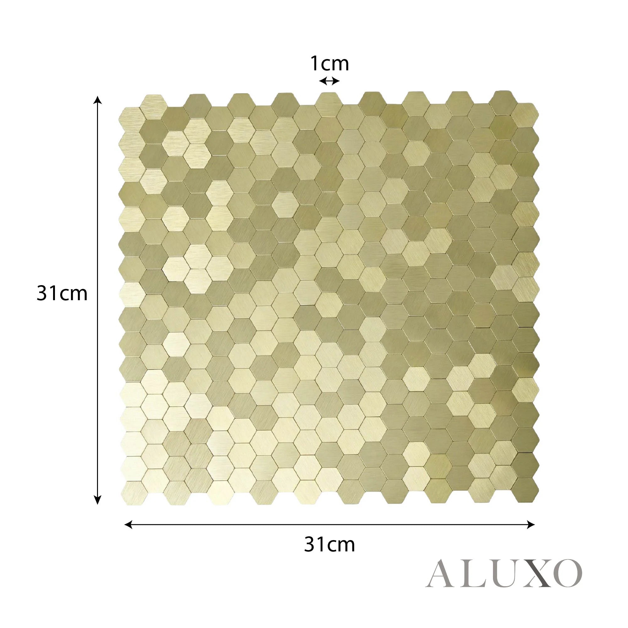 Mosaic Wall Tiles - Mini Hexagon Gold 30cm x 30cm (Set of 10) | Self Adhesive