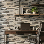 Mosaic Wall Tiles - Slate Black Mixed with Gold 30cm x 30cm (Set of 10) | Self Adhesive