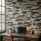 Mosaic Wall Tiles - Slate Black Mixed with Gold 30cm x 30cm (Set of 10) | Self Adhesive