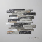 Mosaic Wall Tiles - Slate Black Mixed with Gold 30cm x 30cm (Set of 10) | Self Adhesive