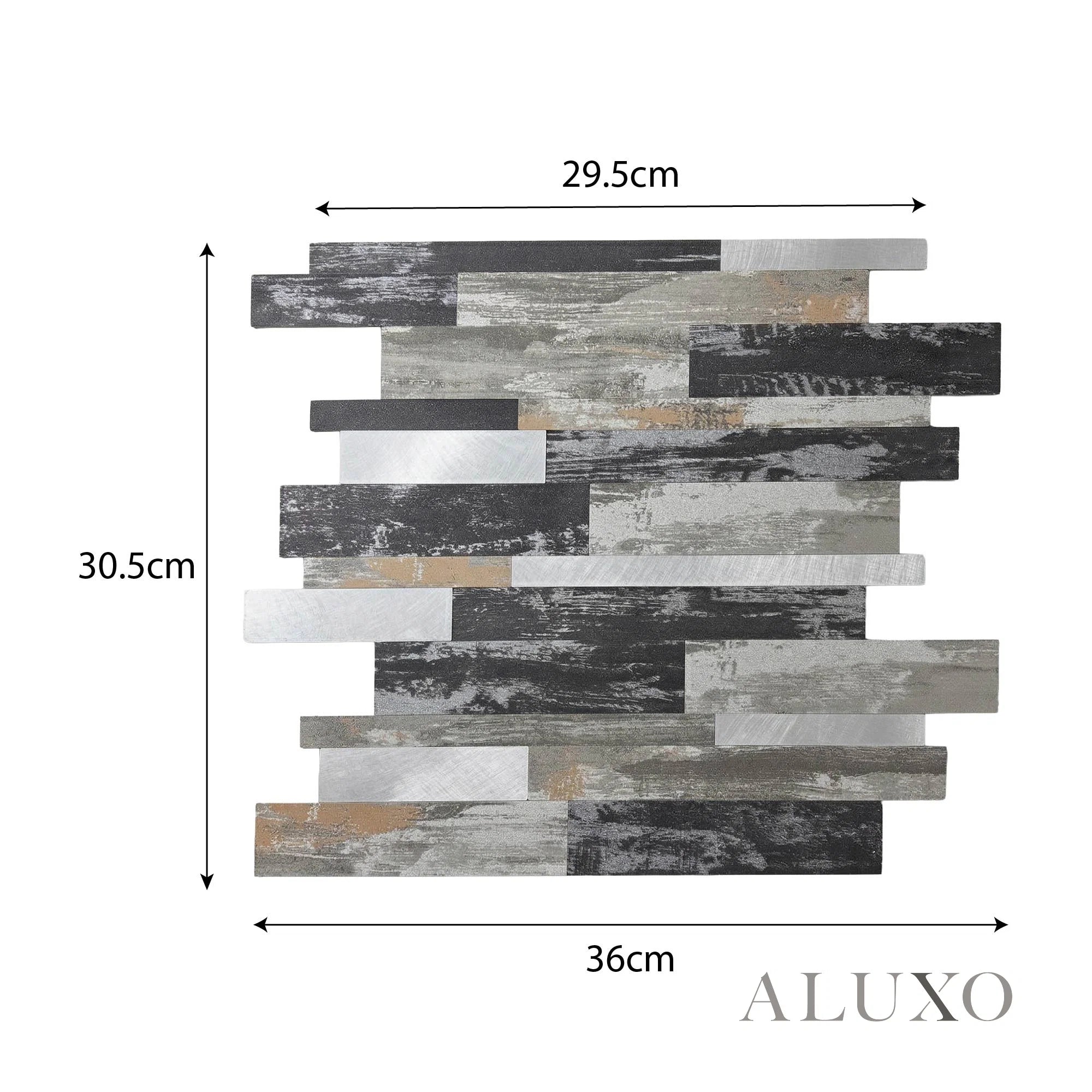 Mosaic Wall Tiles - Slate Black Mixed with Gold 30cm x 30cm (Set of 10) | Self Adhesive