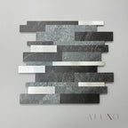 Mosaic Wall Tiles - Slate Black Mixed with Grey 30cm x 30cm (Set of 10) | Self Adhesive