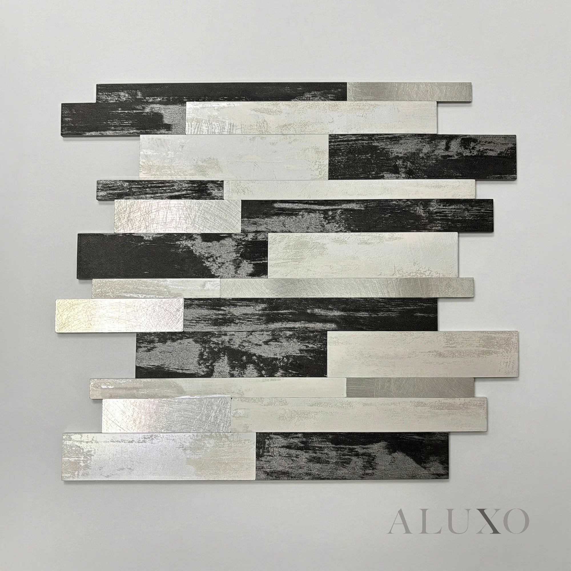 Mosaic Wall Tiles - Slate Black Mixed with Silver 30cm x 30cm (Set of 10) | Self Adhesive