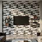 Mosaic Wall Tiles - Slate Black Mixed with Silver 30cm x 30cm (Set of 10) | Self Adhesive