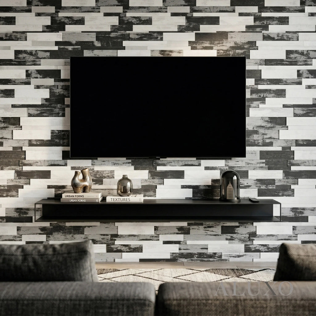Mosaic Wall Tiles - Slate Black Mixed with Silver 30cm x 30cm (Set of 10) | Self Adhesive