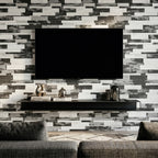 Mosaic Wall Tiles - Slate Black Mixed with Silver 30cm x 30cm (Set of 10) | Self Adhesive