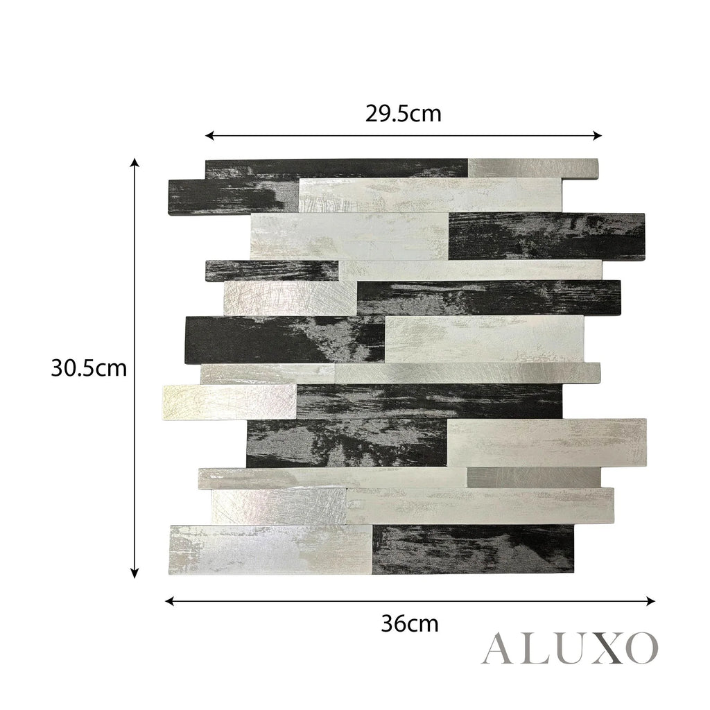 Mosaic Wall Tiles - Slate Black Mixed with Silver 30cm x 30cm (Set of 10) | Self Adhesive