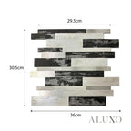Mosaic Wall Tiles - Slate Black Mixed with Silver 30cm x 30cm (Set of 10) | Self Adhesive