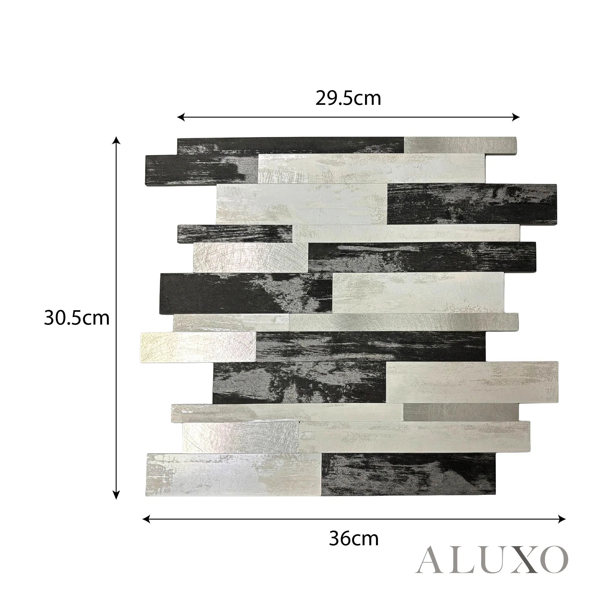 Mosaic Wall Tiles - Slate Black Mixed with Silver 30cm x 30cm (Set of 10) | Self Adhesive