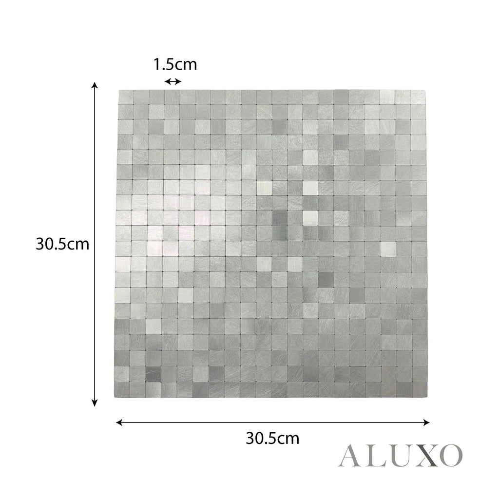 Mosaic Wall Tiles - Square Chrome 30cm x 30cm (Set of 10) | Self Adhesive