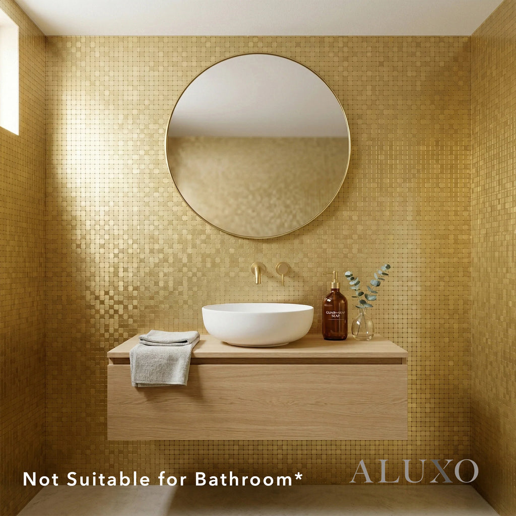 Mosaic Wall Tiles - Square Gold 30cm x 30cm (Set of 10) | Self Adhesive