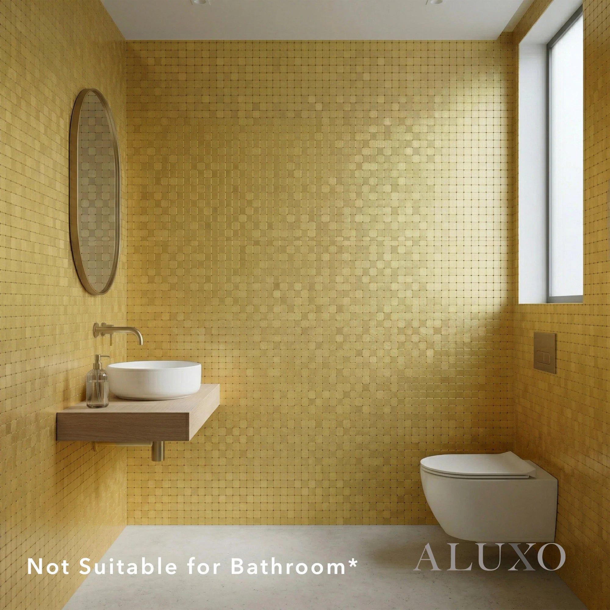 Mosaic Wall Tiles - Square Gold 30cm x 30cm (Set of 10) | Self Adhesive