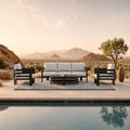 Andros 5 Seater Aluminium Garden Lounge Set – Onyx Outdoor Sofa Set with Sintered Stone Table