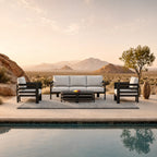 Andros 5 Seater Aluminium Garden Lounge Set – Onyx Outdoor Sofa Set with Sintered Stone Table