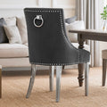 Pair of Cheshire Grey Velvet Knocker Dining Chairs