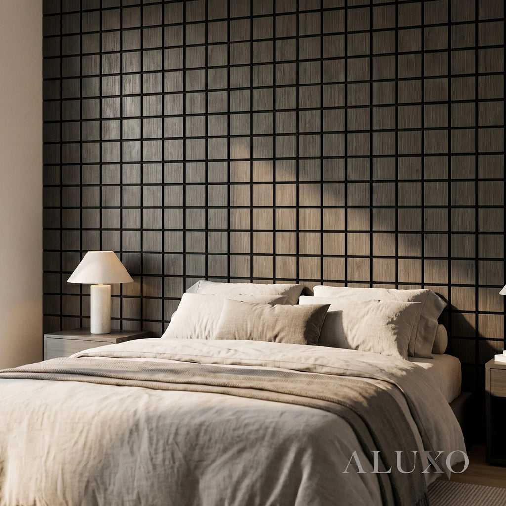 Panelux™ Lite Grid Acoustic Wall Panels - 120x30cm (Set of 4) | Self Adhesive, 5 Colours