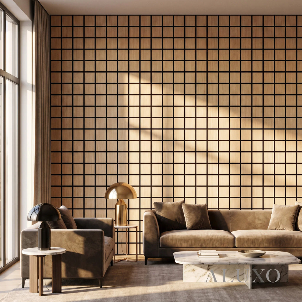 Panelux™ Lite Grid Acoustic Wall Panels - 120x30cm (Set of 4) | Self Adhesive, 5 Colours