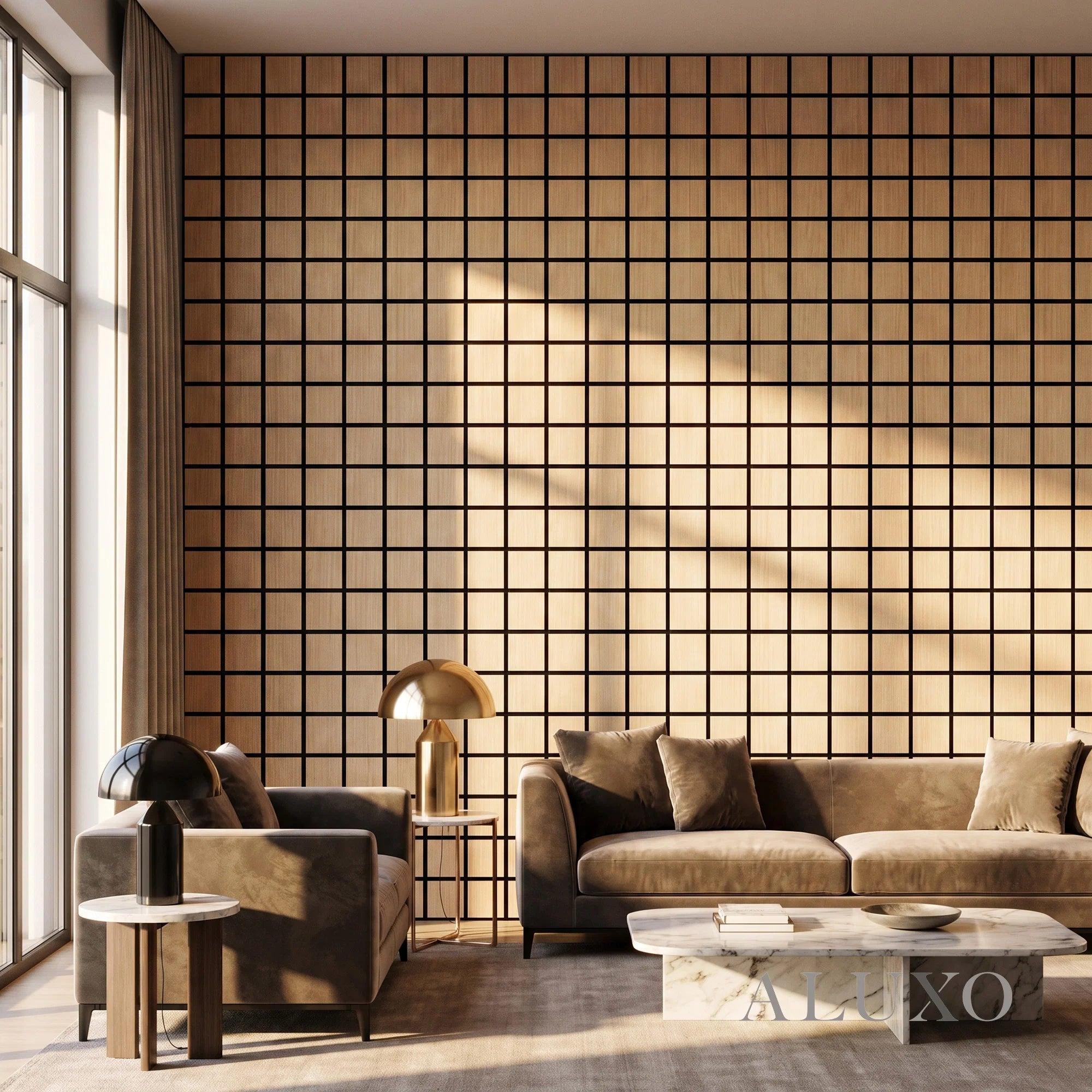 Panelux™ Lite Grid Acoustic Wall Panels - 120x30cm (Set of 4) | Self Adhesive, 5 Colours