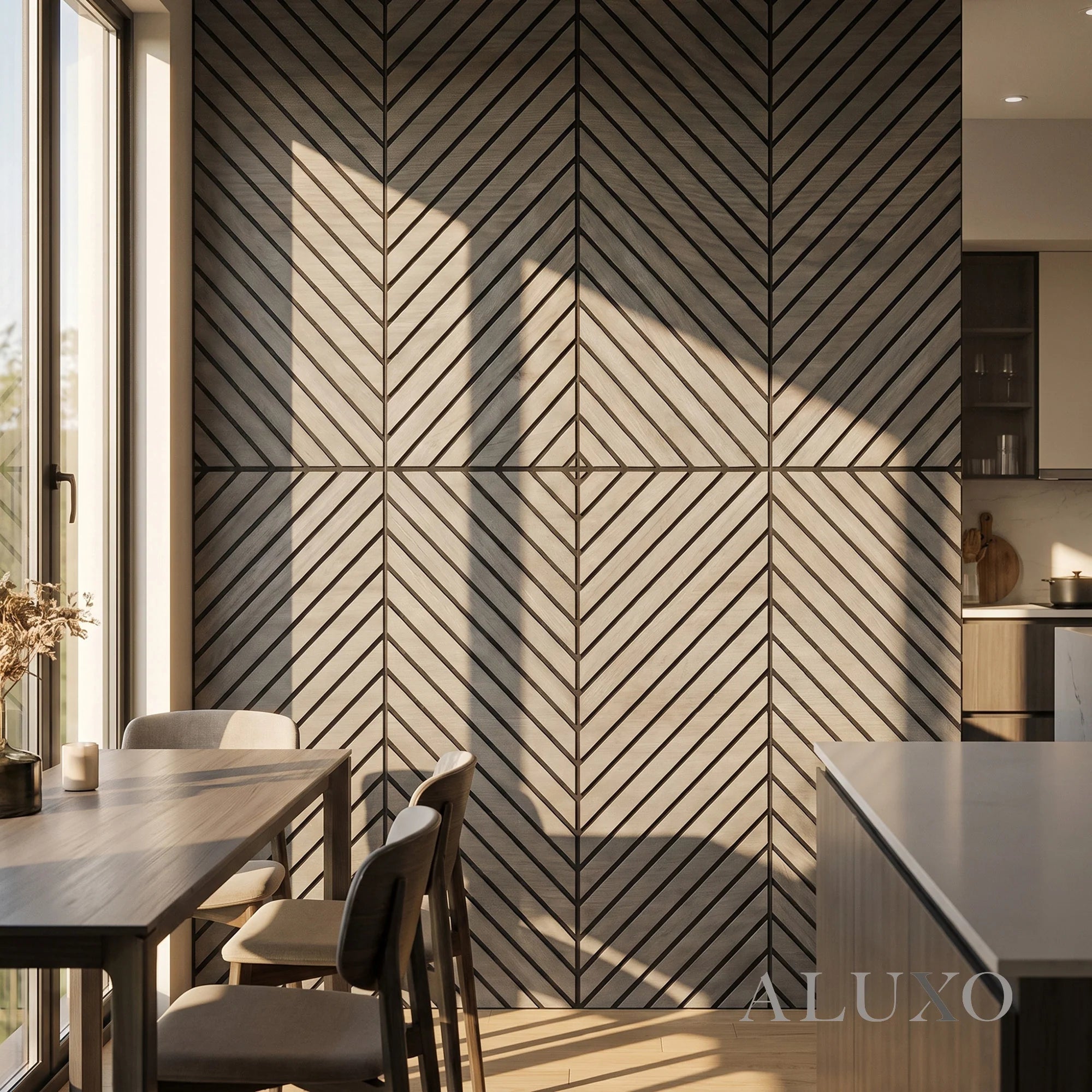 Panelux™ Lite Herringbone Acoustic Wall Panels - 120x30cm (Set of 4) | Self Adhesive, 5 Colours