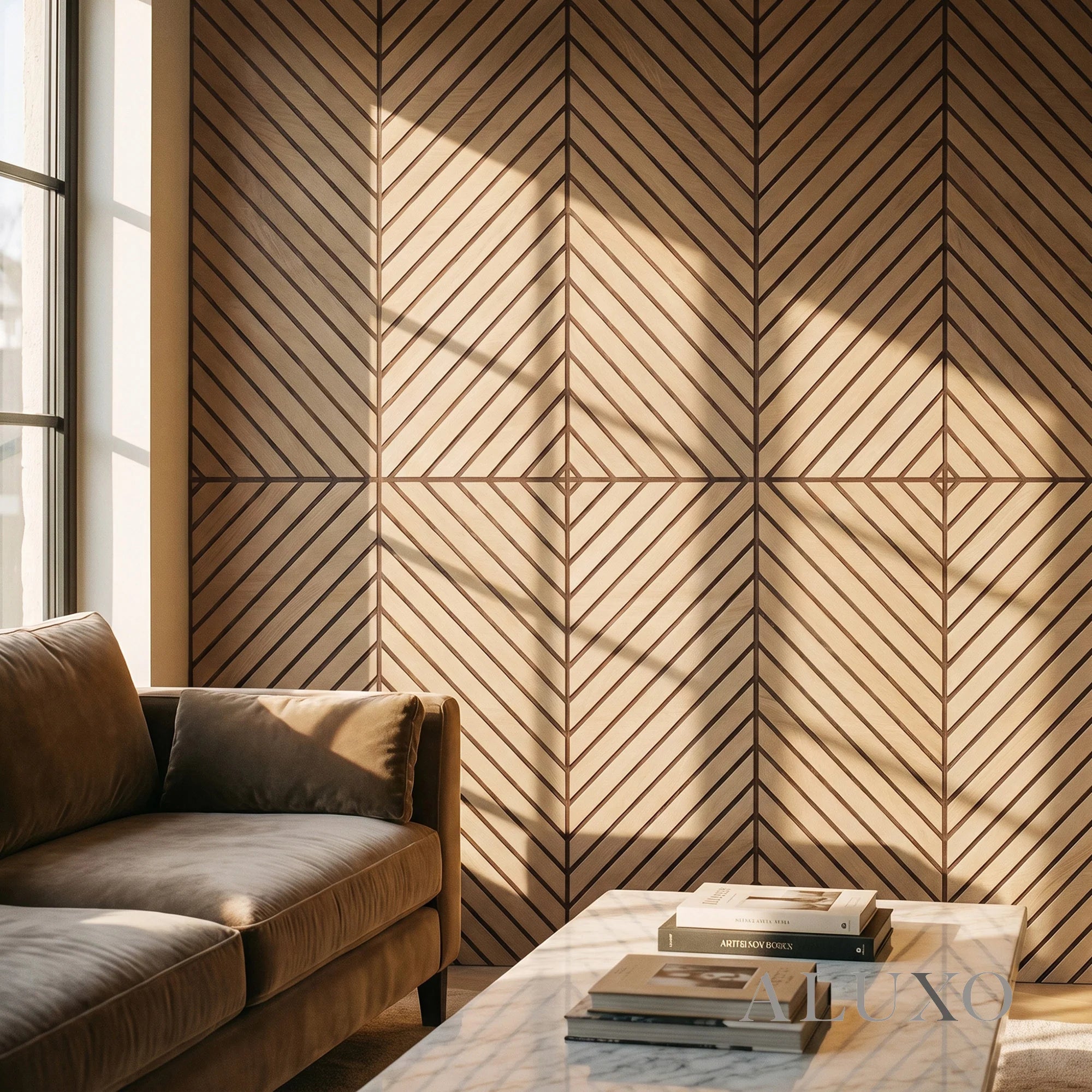 Panelux™ Lite Herringbone Acoustic Wall Panels - 120x30cm (Set of 4) | Self Adhesive, 5 Colours