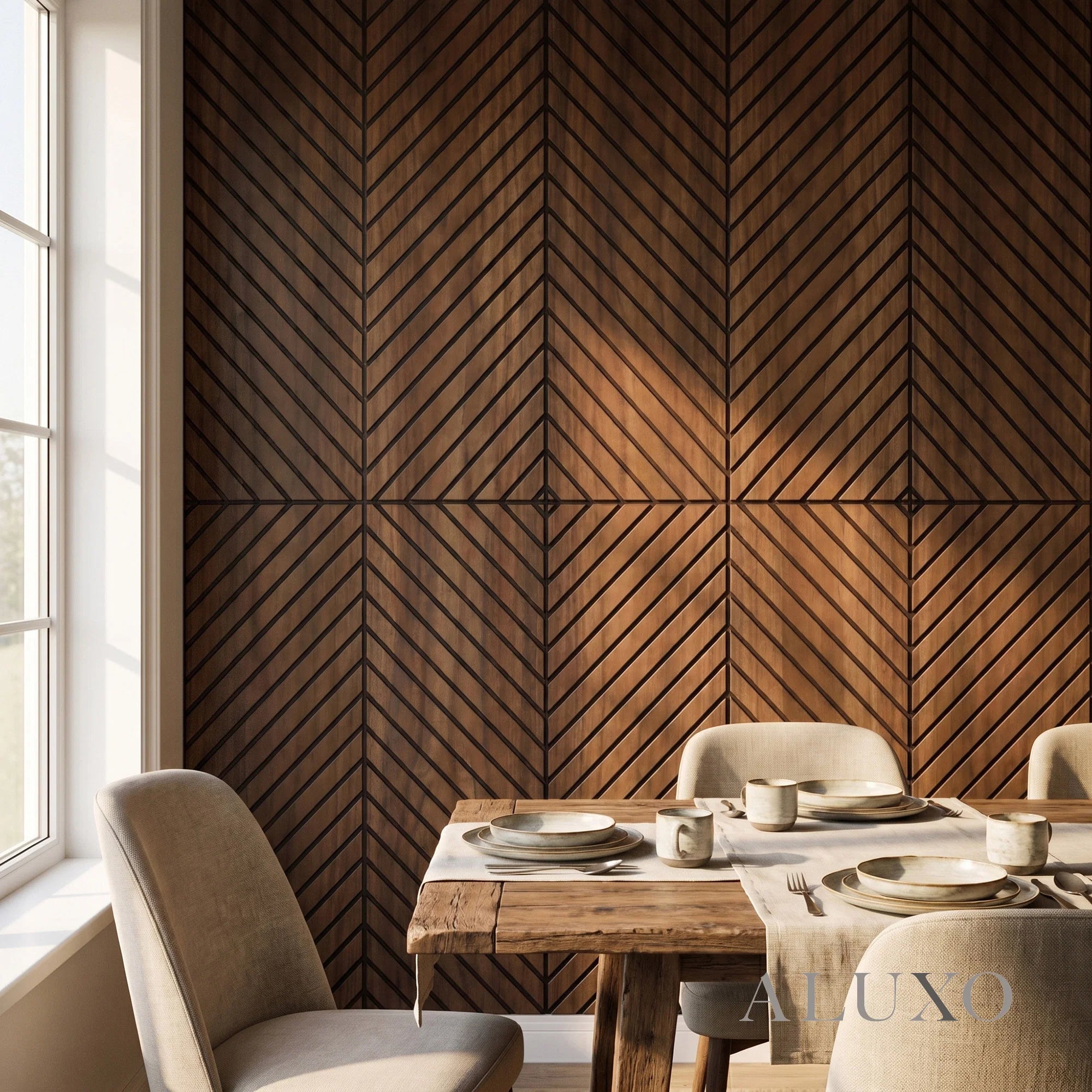 Panelux™ Lite Herringbone Acoustic Wall Panels - 120x30cm (Set of 4) | Self Adhesive, 5 Colours