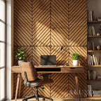 Panelux™ Lite Herringbone Acoustic Wall Panels - 120x30cm (Set of 4) | Self Adhesive, 5 Colours