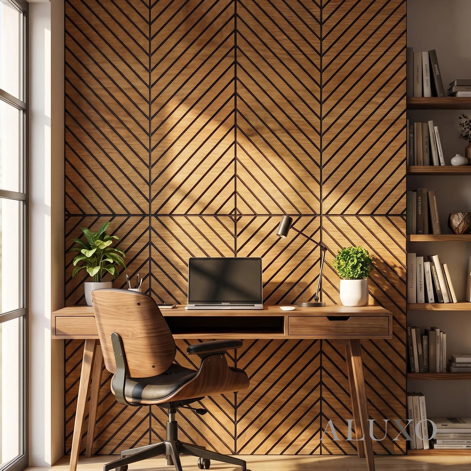 Panelux™ Lite Herringbone Acoustic Wall Panels - 120x30cm (Set of 4) | Self Adhesive, 5 Colours