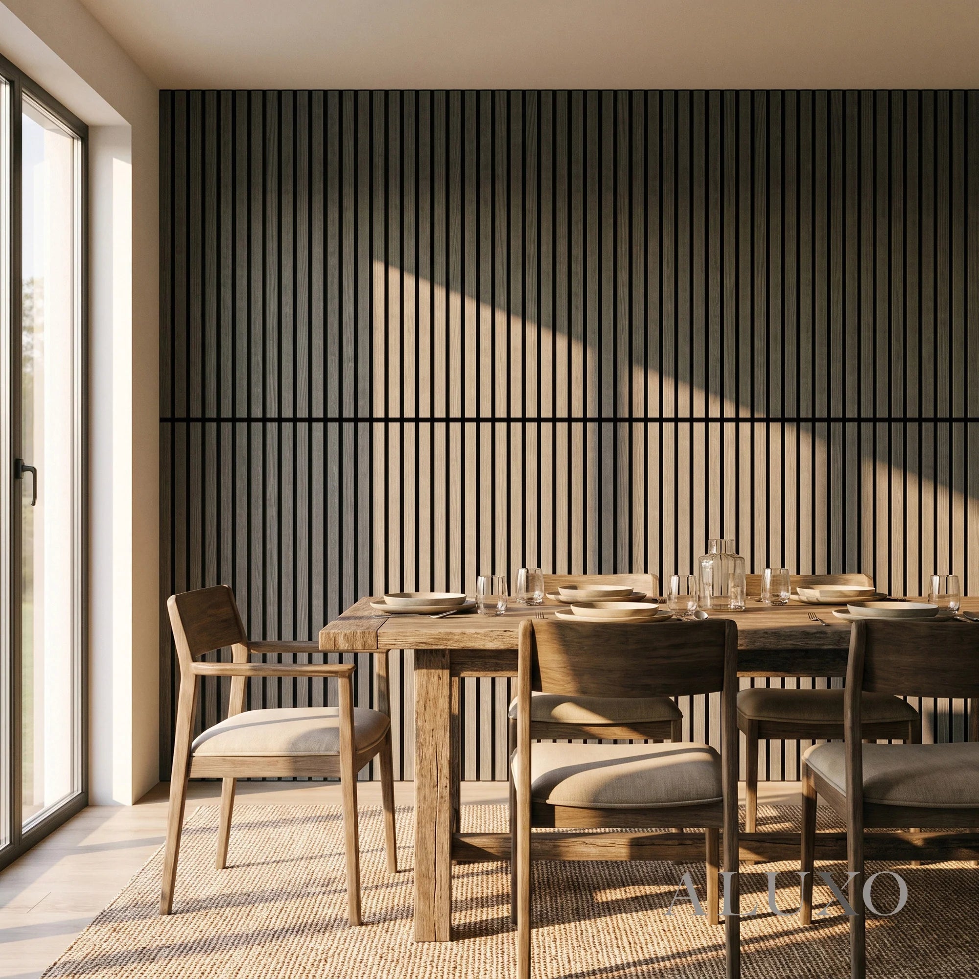 Panelux™ Lite Slatted Acoustic Wall Panels - 120x30cm (Set of 4) | Self Adhesive, 5 Colours